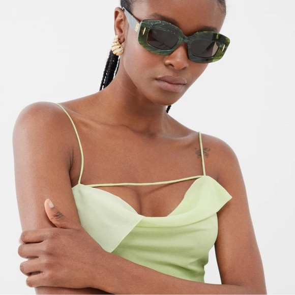 Loewe Accessories - Loewe Green Tortoiseshell Rectangular Sunglasses